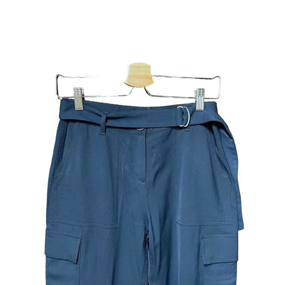 Theory Hannon B Belted Cargo Pants Navy Blue Size US 2 - Picture 3 of 10